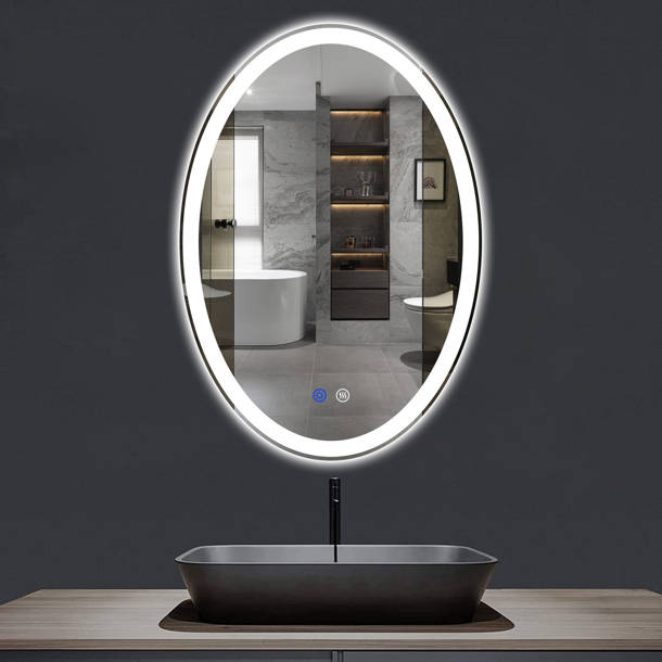 Orren Ellis Modern & Contemporary Lighted Fog Free Oval Bathroom